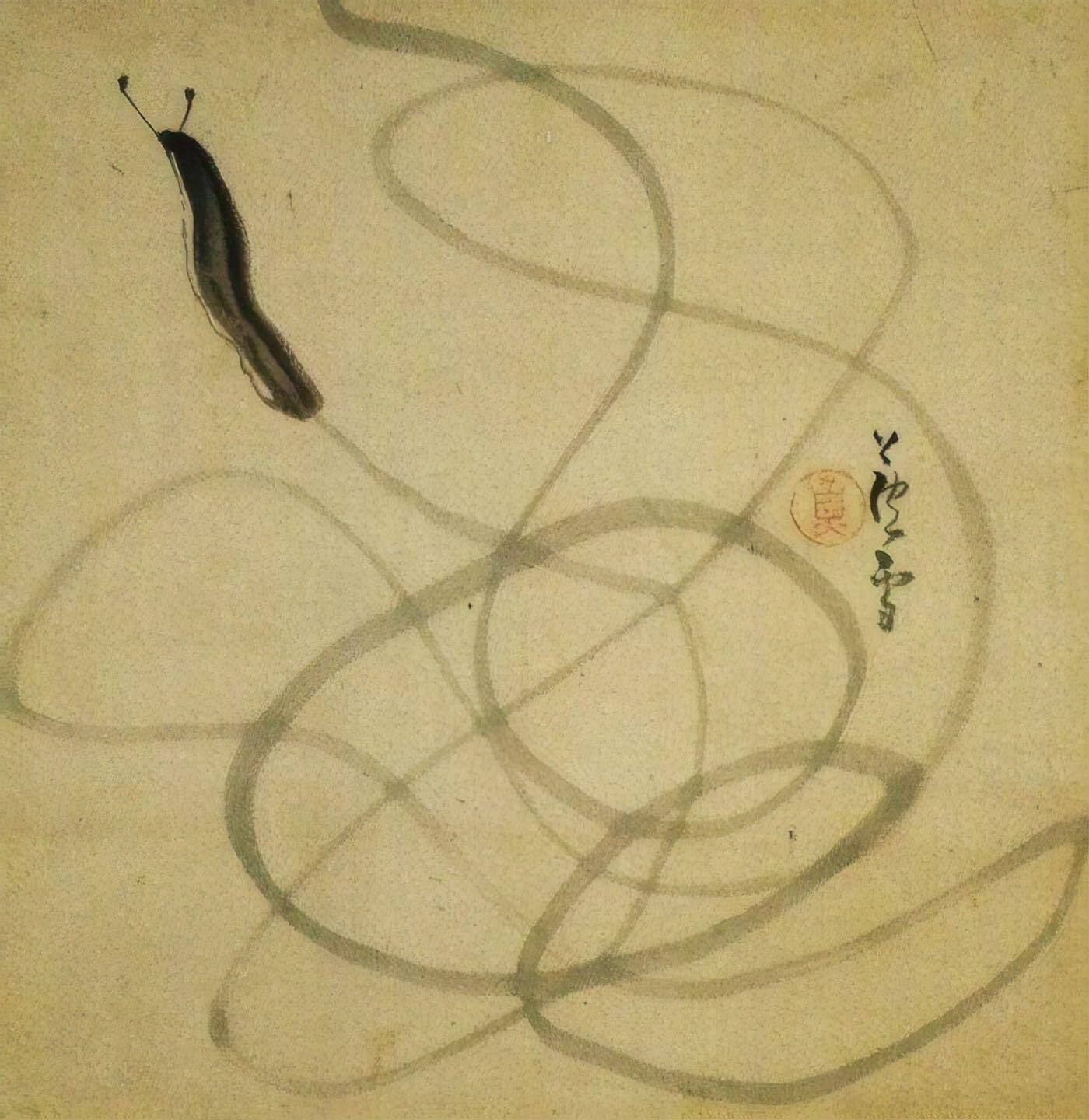 28 Nagasawa Rosetsu Slug Ink on paper Edo Period