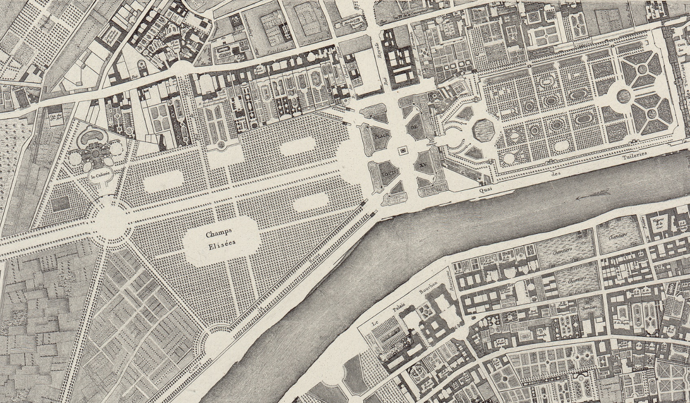 33 Sr Jaillot Extrait du Nouveau Plan de la Ville et Fauxbourgs de Paris Les Champs Élysées 1775