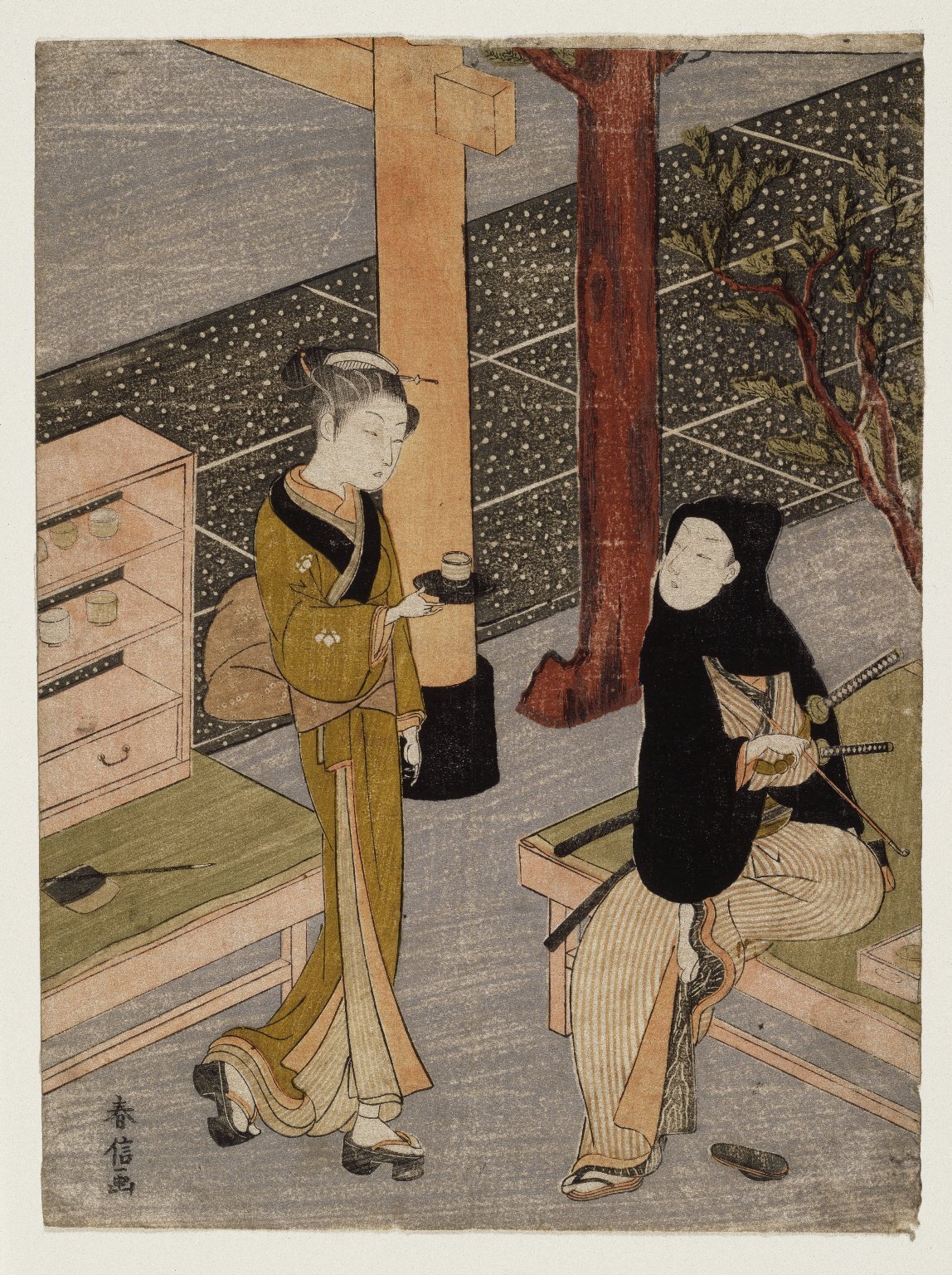 31 AD Intérieur The artist and O sen 1767 1771 Suzuki Harunobu Brooklyn Museum