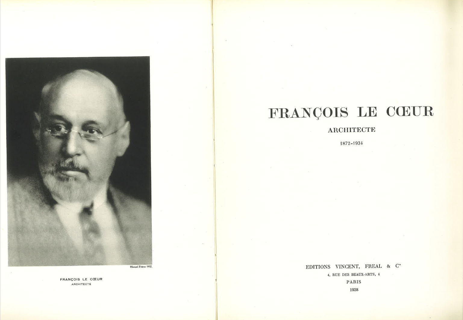 2 Livre François Le Cœur architecte 1872 1934 Paris Robert Lemercier éditiond Vincent Fréal et Cie