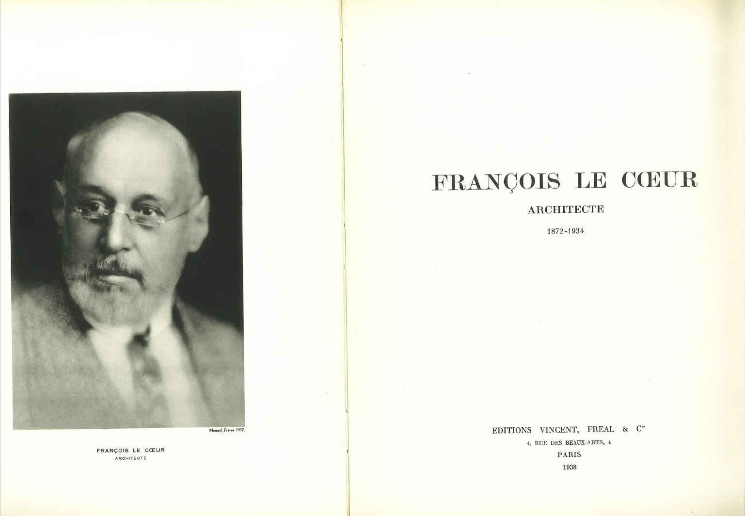 2 Livre François Le Cœur architecte 1872 1934 Paris Robert Lemercier éditiond Vincent Fréal et Cie