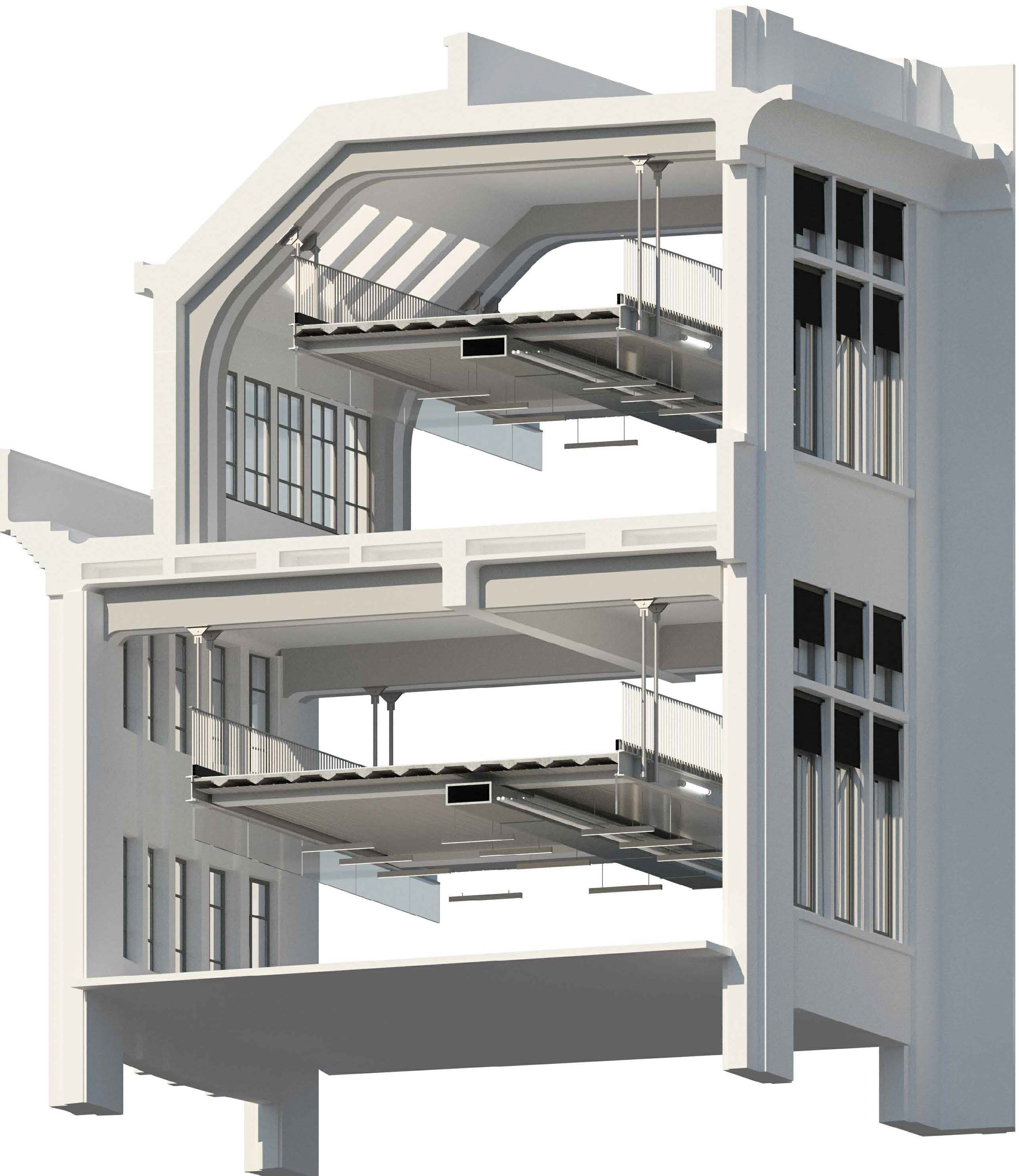 26 106 rue du Temple axonométrie des mezzanines Franklin Azzi