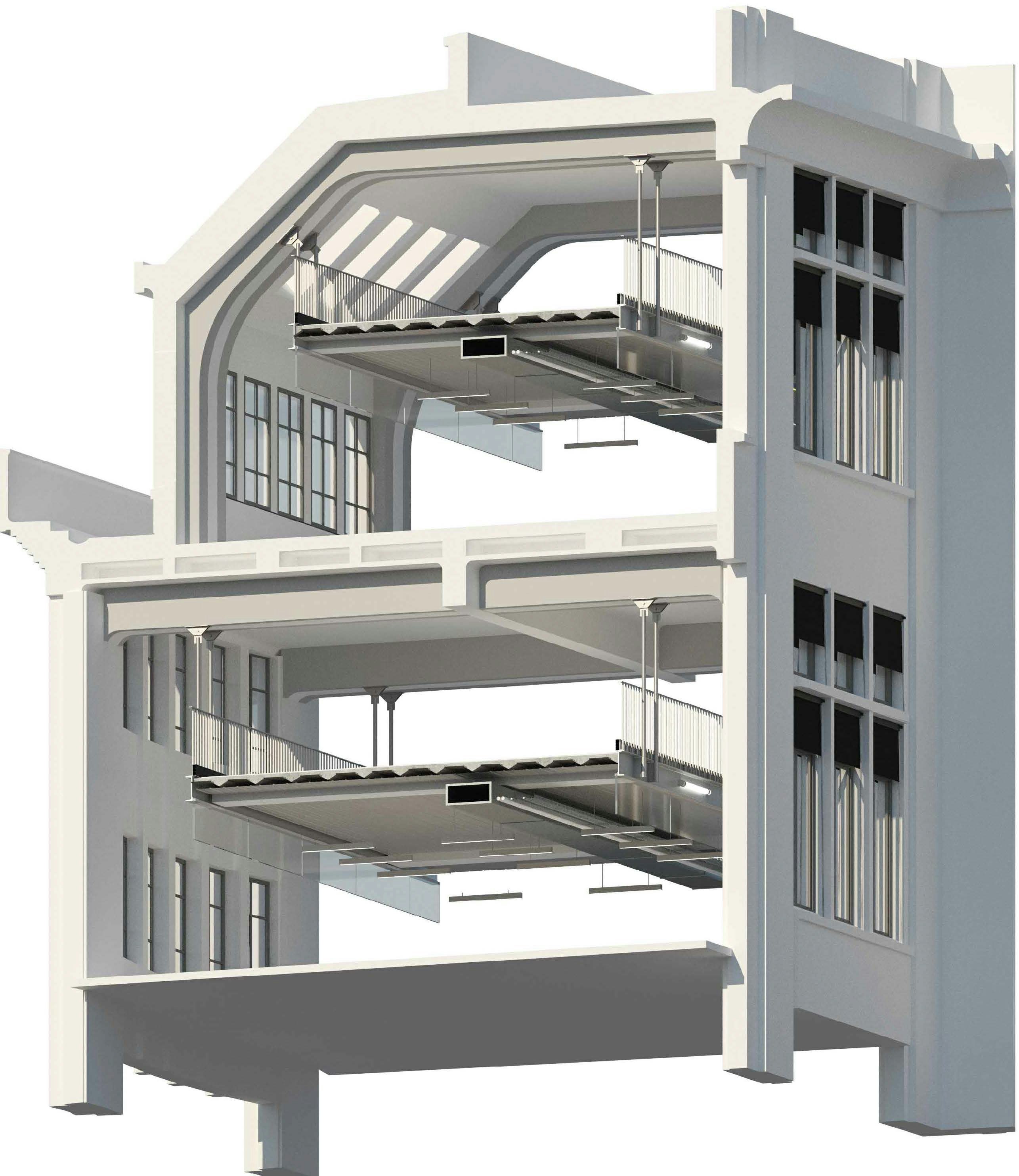 26 106 rue du Temple axonométrie des mezzanines Franklin Azzi