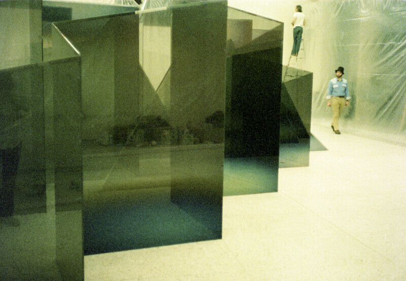 22 Larry Bell with the iceberg and its shadow at Washington University in St Louis 1976 Larry Bell