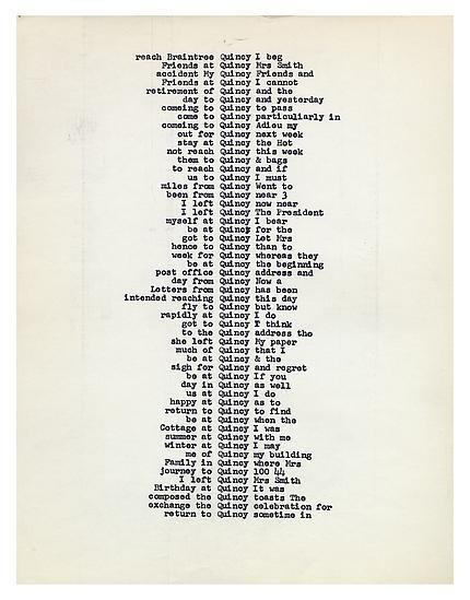 24 reach Braintree Quincy I beg, Carl Andre 1959 Carl Andre