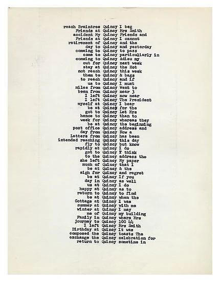 24 reach Braintree Quincy I beg, Carl Andre 1959 Carl Andre