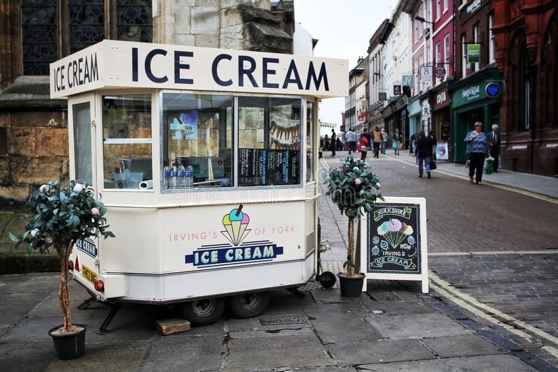11 A traditional Ice Cream kiosk on the city streets of an English town centre Clare Jackson