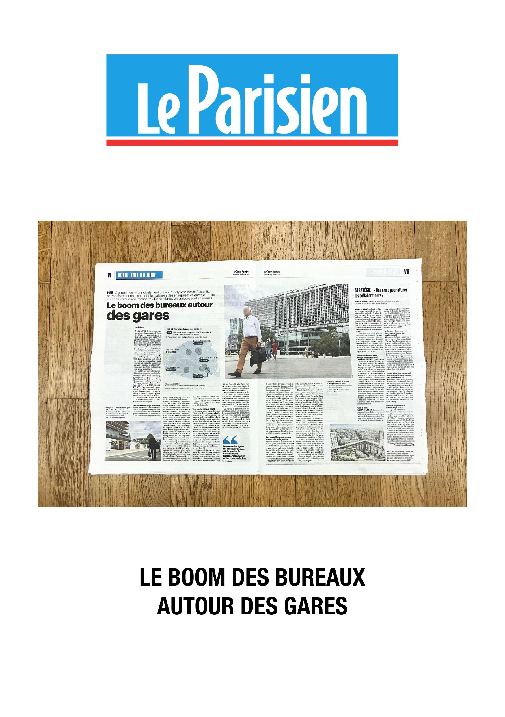 Le Parisien Article, The office boom around train stations, July 1 2025