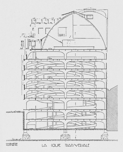 33_Cross-section of La Motte Picquet Garage, Robert Farradèche, Paris, France, 1929 © DR