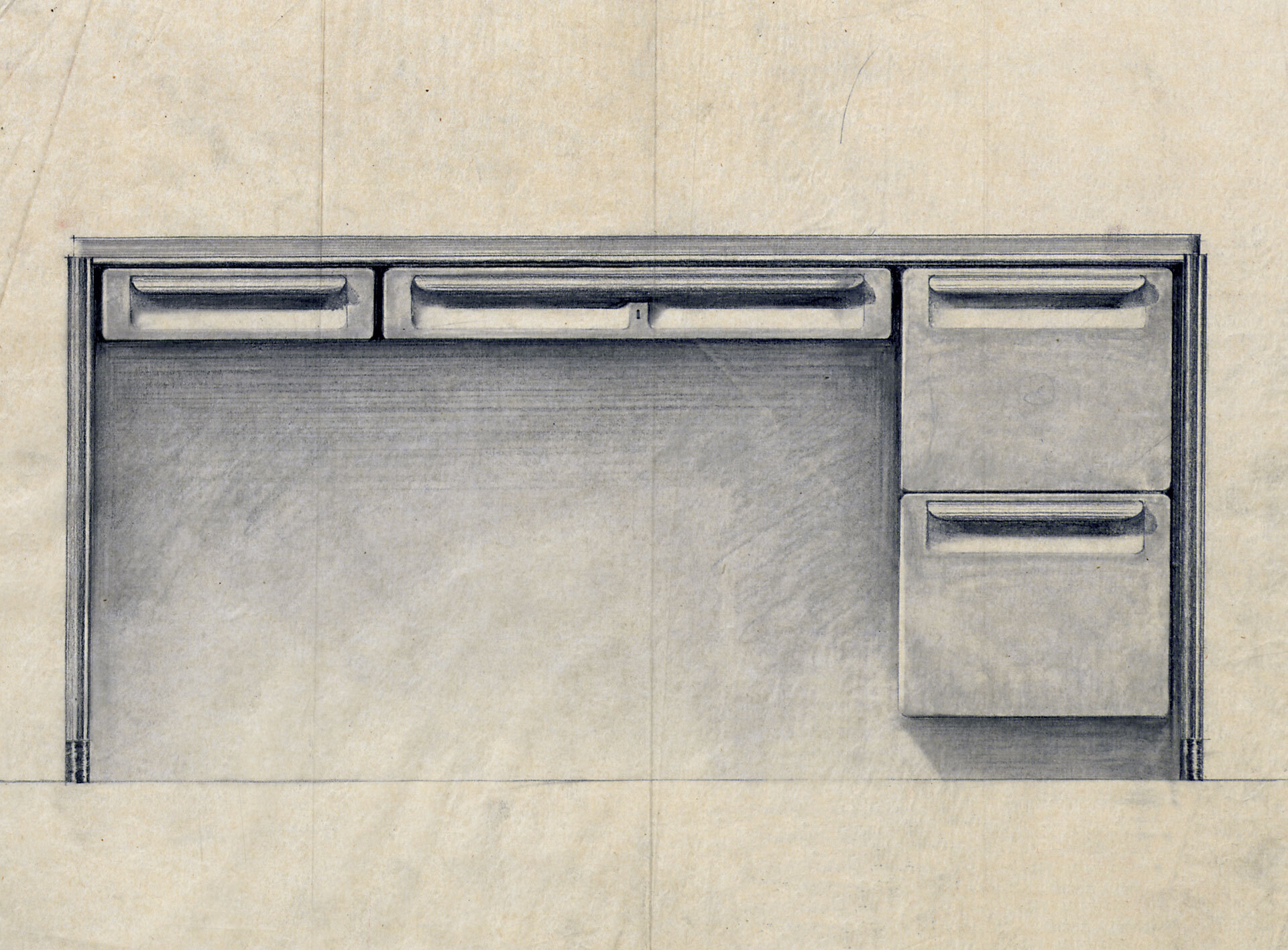 01_Metal desk, detail from the plan, Ateliers Jean Prouvé n°8056, 1939 © Fonds Jean Prouvé